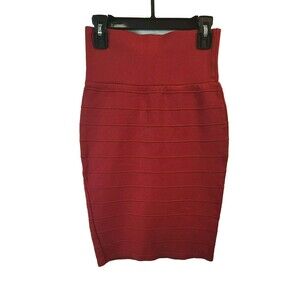 Americana Knit Womens Skirt Size S Red Stretch Pull On Bodycon High Waist stresh